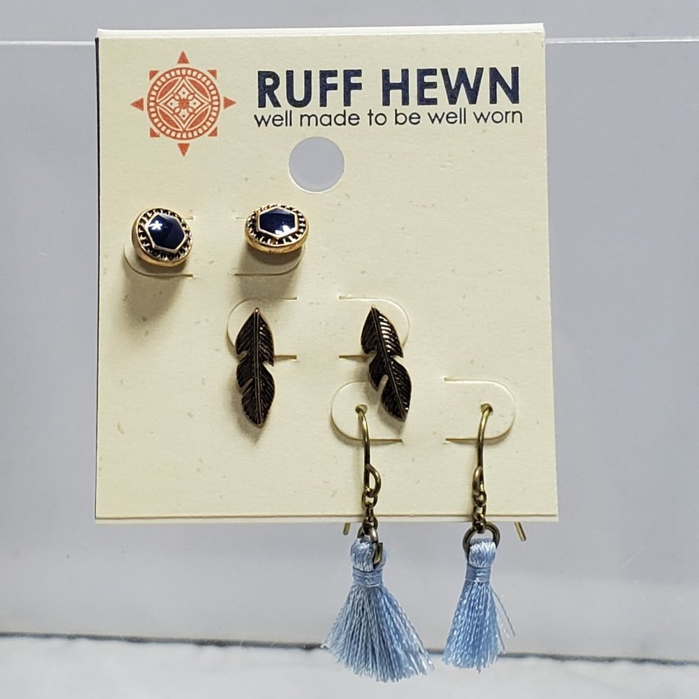 Ruff Hewn trio earrings
